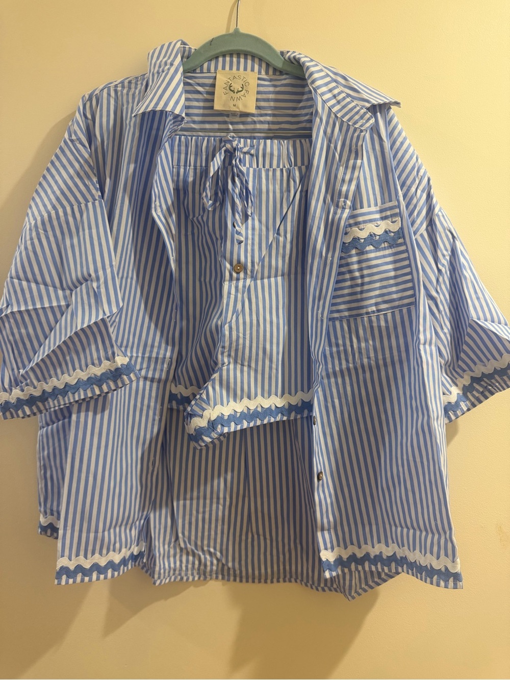 Fantastic Fawn Blue & White Striped Pajama Set